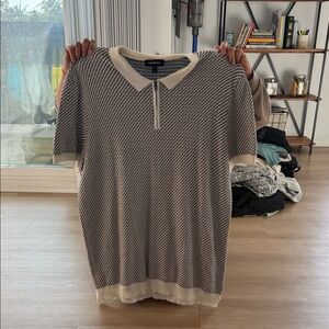 Express Black and White Polo Shirt XL tall